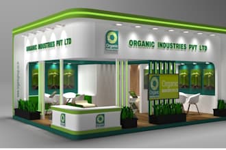 create 3d trade booth design for any industry,exhibition stand, kiosk,cgi retail
