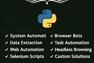 create bot, automate script in python, web automation, selenium, web scraping