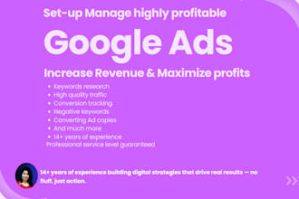 set up google ads and PPC campaigns to maximize your sales, leads and roas