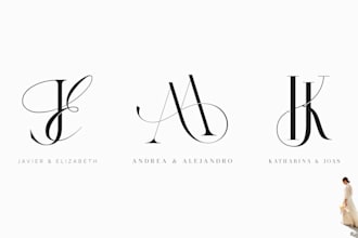create elegant wedding logo, initials or monogram
