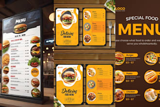 do amazing food menu, food menu design, restaurant menu design, digital menu