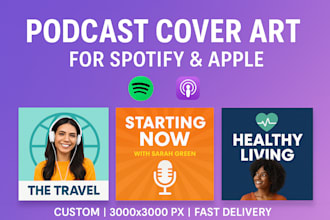 design custom professional podcast cover art and logo for spotify and apple