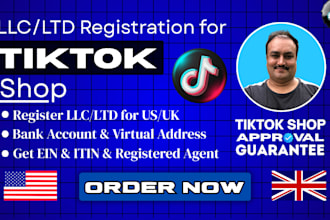 register llc,ltd and get all required things to make fully approved tiktok shop
