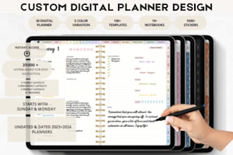 design custom hyperlinked planner, etsy digital products planner