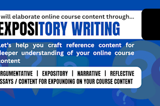 elaborate online course, expository, argumentative, narrative reflective writing