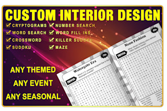 create unique puzzle and activity book interiors for amazon KDP