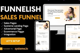 setup high converting funnelish sales funnel and systeme io landing page