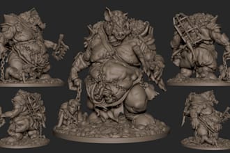 sculpt fantasy 3d model for 3d  printing, printable 3d miniature for tabletop