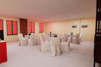 add furniture to interior hall, redesign 3d wedding occasions, event hall,morgue