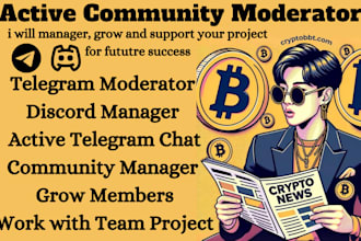 do community telegram manager, social media moderator discord 30 chatters post