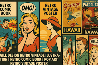 design retro vintage illustration retro comic page nsfw vintage retro comic