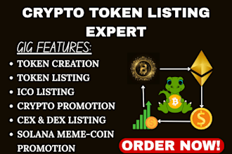 do crypto token creation, token listing, ico listing, coin listing on cmc, cg