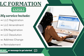 llc registration, change of address, llc amendment, reinstatement ein in US
