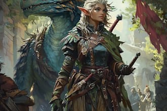 do a dnd art, fantasy character, scifi, and character design