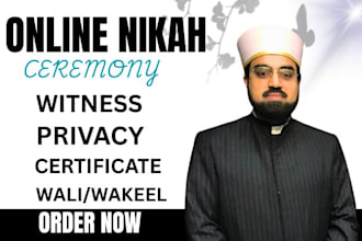 be your online nikah imam, witness,  wali, certificate, worldwide