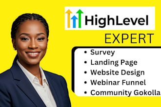 do gohighlevel surveys, landing pages, webinar funnels, websites, community