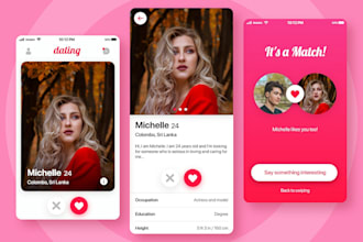 create dating app like tinder,bumble,hinge,happn,video chat app for ios android