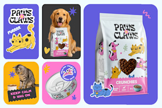 design a modern pet food packaging or label for you
