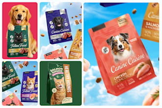 design a modern pet food packaging or label for you