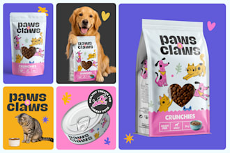 design a modern pet food packaging or label for you
