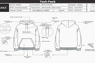 design clothing tech pack fashion design flat sketch and fashion tech pack