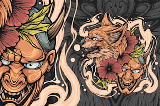 draw japanese art illustration in my style for t shirt design