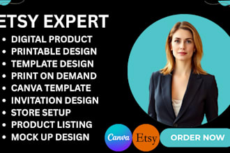 create etsy digital products store for canva digital invitation templates design