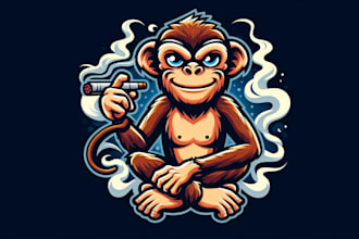 design creative monkey smoke mascot logo  for your business