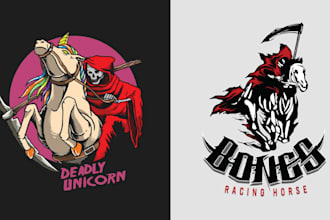 make retro t shirt horror horse logo