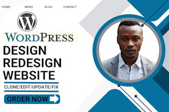 design wordpress website, ecommerce, bug fix, landing page, redesign and seo