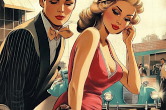 draw portrait or anything illustration with retro vintage style