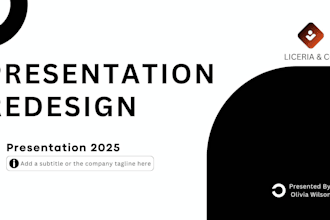 design, redesign pitch deck, powerpoint presentation, google slides and canva