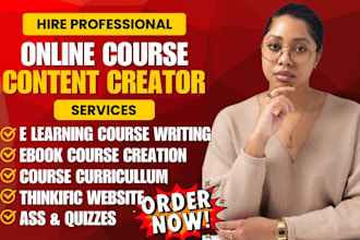 create online course website and content on kajabi, teachable, thinkific, podia