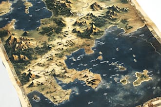 make fantasy map illustration for dnd, novels, games, maps and cities and etc