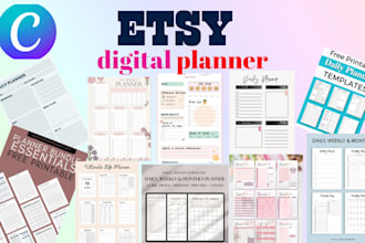 do etsy digital planner, hypelinked planner, journal design, digital planner