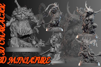 sculpt custom 3d action figures, characters, 3d miniature, toys for 3d printing