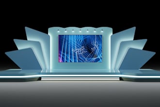 create virtual stage design, event stage, trade booth, exhibition stage