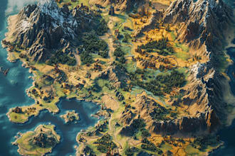 design fantasy map illustration isometric map