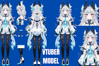 draw live 2d vtuber, 2d vtuber model, anime, vtuber character, live2d animation