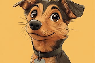 make a your pet portrait in disney  cartoon illustration