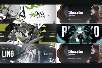 make vtuber headers for youtube, twitch, discord and twitter