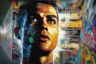 illustrate amazing custom graffiti, wall arts or murals