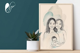 make scribble art, abstract line art portrait