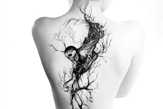 design custom flash tattoo in woodblock style