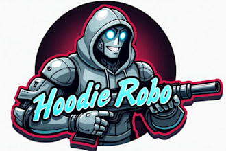 make unique hoodie robot gunner logo for your company