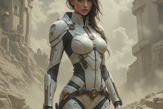 draw scifi or fantasy digital art illustration