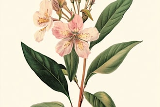 make a botanical illustration of flowers, plants, fruits