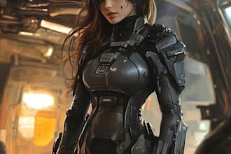 create high quality 2d character art, fantasy art, sci fi art, and concept art