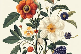 do hand draw botanical illustration line art of  plants, fruits, flowers, vegeta