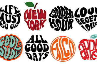 make hand drawn circle typography logo